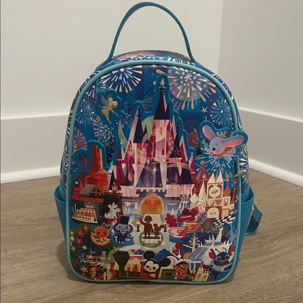 Loungefly Blue Castle & Character Mini Backpack